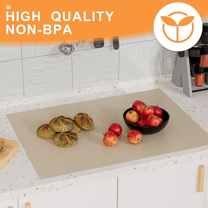 Cabinet Shelf Liner 30-inch Wide: Large Waterproof Cabinets Drawers Liners 30 in x 240 in - Khaki Non-Adhesive Easy to Cut Under Sink Mat for Cupboard