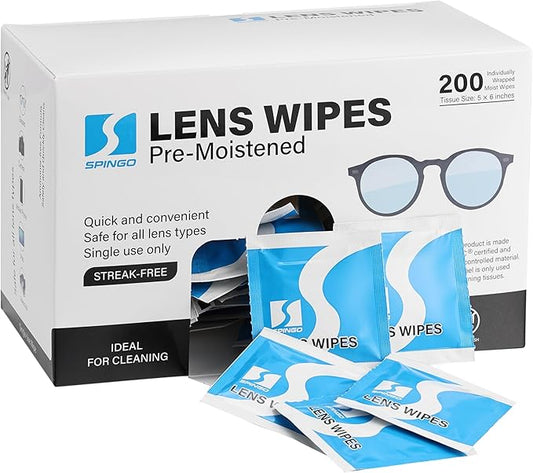 Lens Wipes for Eyeglasses, Pre-moistened Individually Wrapped Glasses Cleaner Wipes, Lens Cleaner Wipes for Sunglasses, Camera Lens, Goggles and Other Optical Lenses. (200 Count)