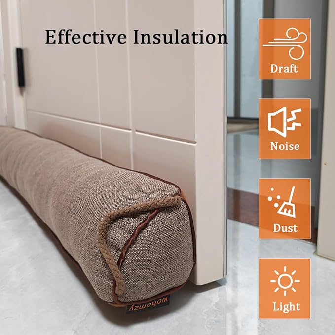 36 Inch Under Door Draft Stopper, Blocks Hot Cold Air Wind from Door and Window Bottom,Weather Seal, Reduce Noise Light,Triangular, Coffee