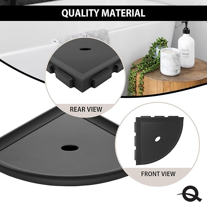 Questech 10" Corner Shower Shelf - Lugged for New Construction, Shower Organizer for Tiled Walls, Corner Caddy Soap Dish Bathroom Storage, Metro Lugged, Graphite Black