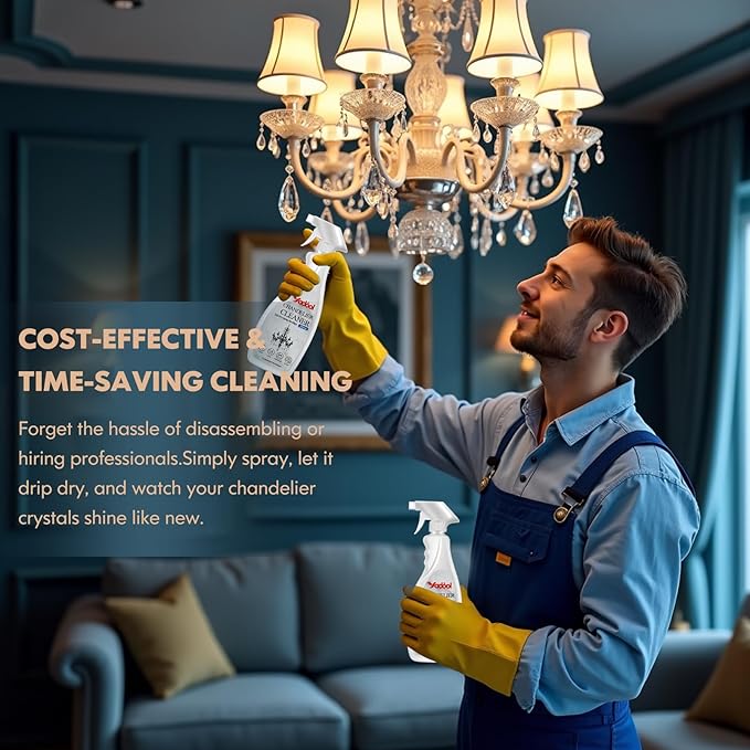 Chandelier Cleaner Drip Dry Spray No Wipe, Spray Away Dust Remover for Crystal Shiny, Glass, Figurines & Fine Collectibles, Shines Bright, Spotless & Streak-Free - 16.91 Fl Oz