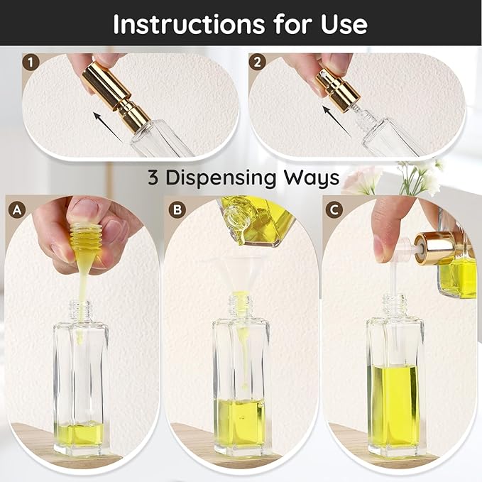 Segbeauty 20pcs 0.68oz Perfume Spray Bottle Refillable, Travel Perfume Atomizer Glass Spray Bottles, 20ml Bulk Mini Travel Cologne Sprayer Empty with Refill Kit, Portable Fine Mist Atomizer Sprayer