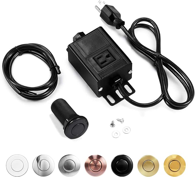 Sink Top Air Switch Kit Garbage Disposal Part by CLEESINK (LONG/3.5", Black)