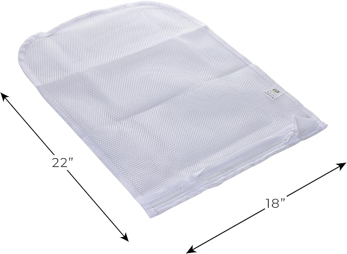 Smart Design Intimate Wash Bag w/ Safety Zipper - Washing Machine Safe - Fine Mesh Nylon Polyester - Bra, Hosiery, Pantyhose, Delicates, Lingerie, Sweater, & Baby Clothes (Set of 3) [White]