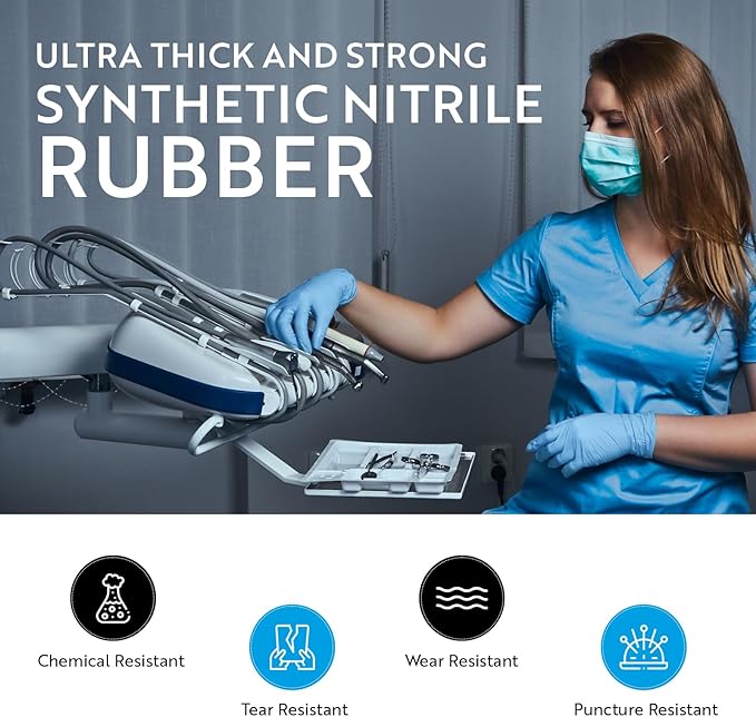 Nitrile Medical Exam Gloves: Powder-Free, Non-Sterile, 5 mil Disposable Glove, Blue