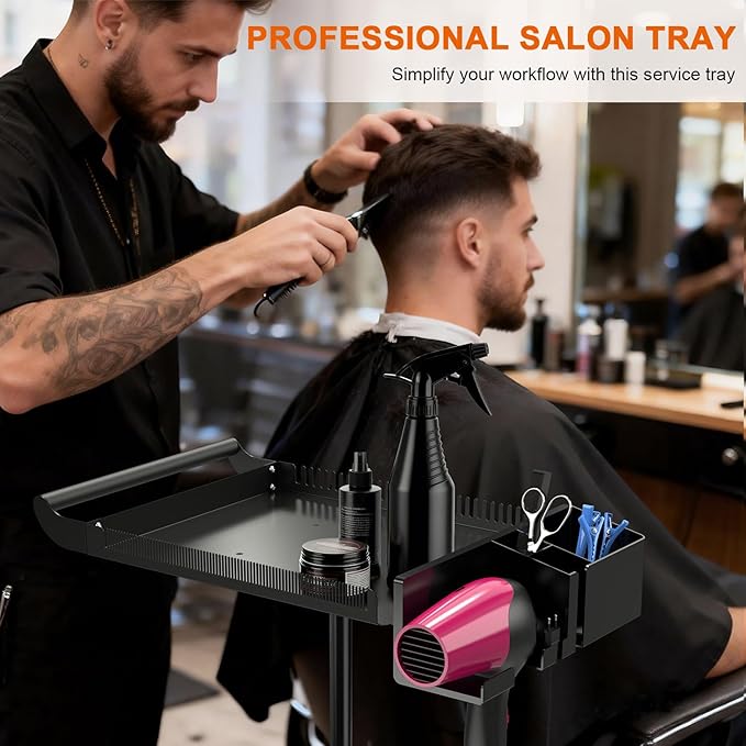 Hairstylist Rolling Cart, Salon Tray Cart on Wheels, Salon Trolley Braiding Hair Rack,Coloring Tray with Holder, Rolling Tool Trolley Hairstylist Station Organizer
