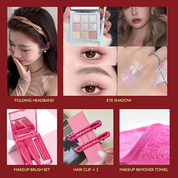 Valentines Gifts Birthday Gifts for Women Teens Girls, Spa Gift Set for Women, 12 Pcs Rose Vanilla Bath Set, Self Care gifts Bag Makeup Cosmetic Bag, Spa Kit for Teenage Gift, Daughter Gift Set