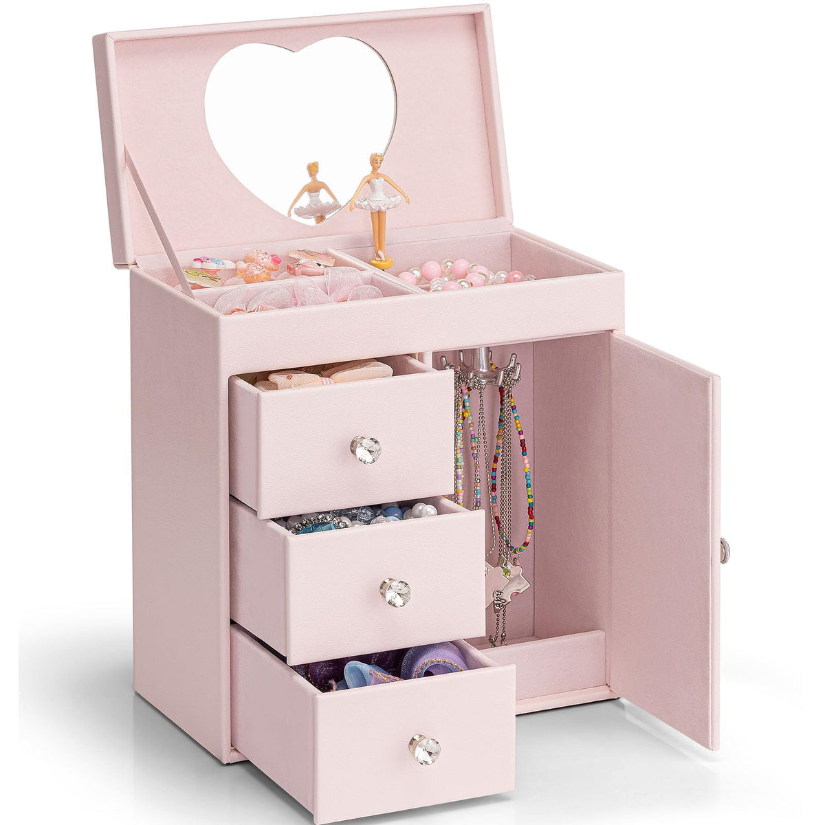 VLANDO 4 Layer Musical Jewelry Box, 3 Drawers Storage - Image 1
