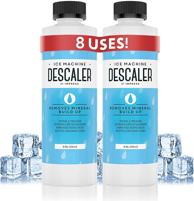 IMPRESA Ice Machine Cleaner Descaler - 8 Fl Oz - Pack of 2-8 Total Uses - Nickel-Safe Ice Machine Cleaning Solution - Compatible with Scotsman, Manitowoc & Opal models