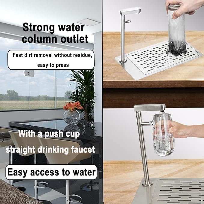 Double headed glass cleaner with faucet, stainless steel glass dishwasher for kitchen sink, bottle dishwashing cup cleaner, sink accessory for home bar faucet (KF79)