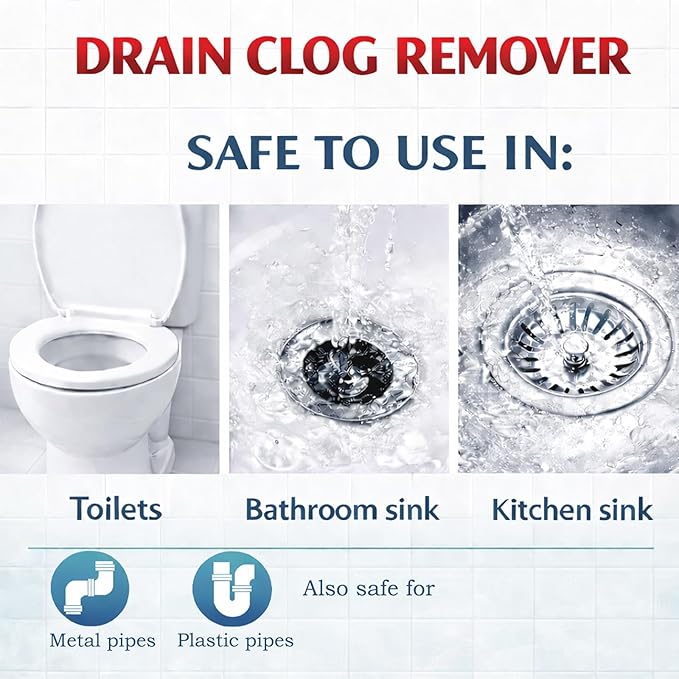Drain Clog Remover, Liquid Plumber Drain Cleaner, Garbage Disposal Cleaner and Deodorizer, Pipe Cleaners for Shower or Sink Drains, Professional Toilet Unclogs and Removes Hair, Blockage (2 pcs)