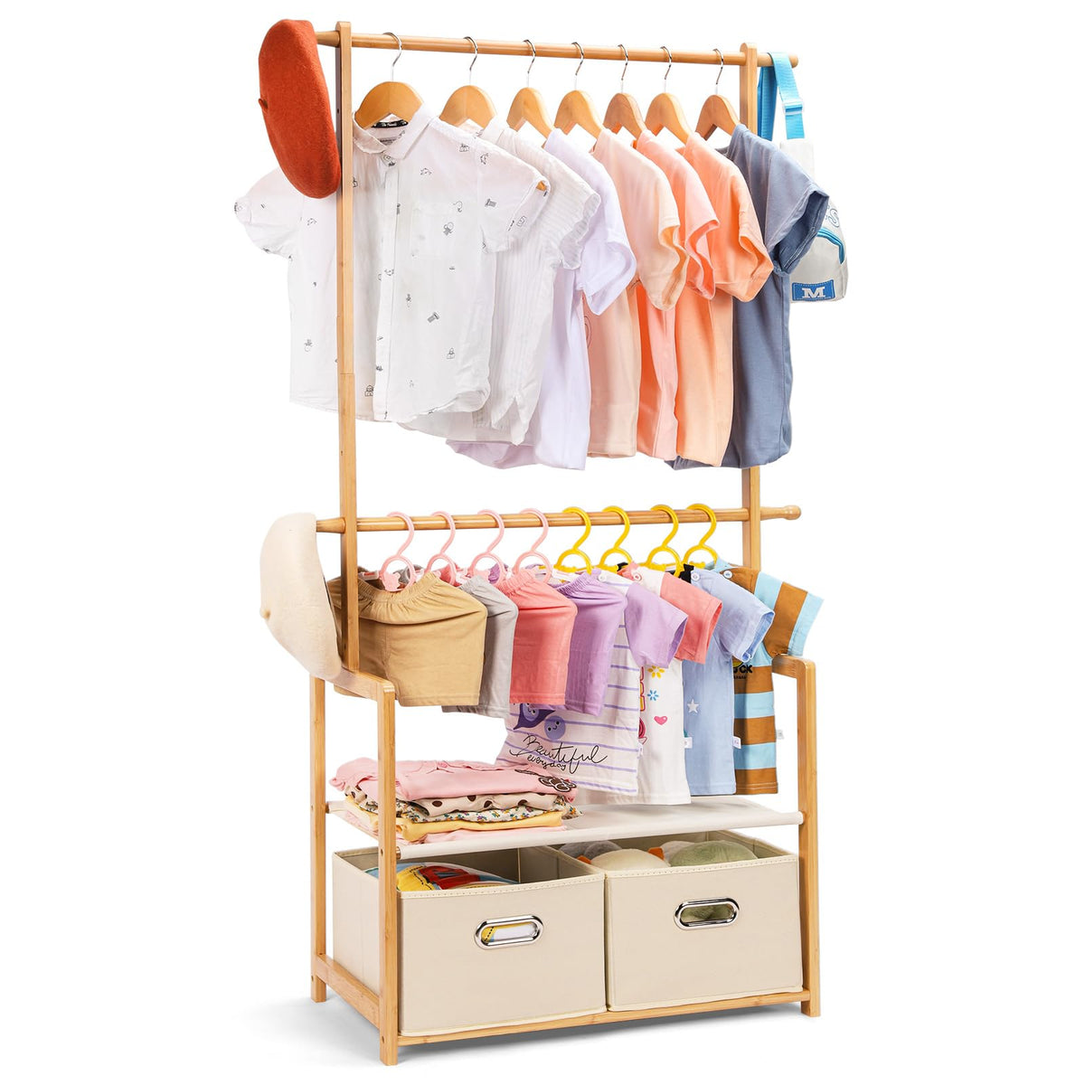 Bamboo Kids Clothing Rack: Holds Up To 121 Lbs of Dress-Up - Image 1
