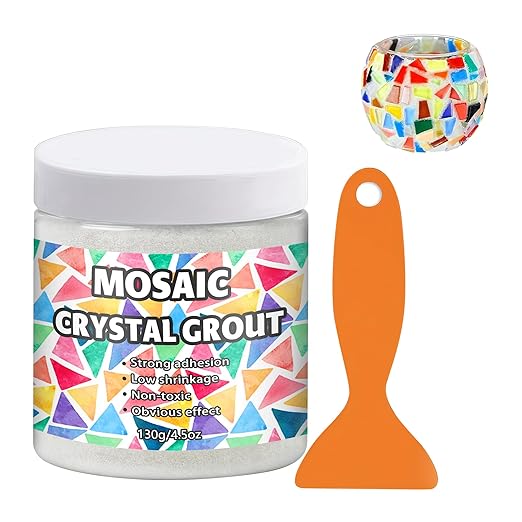 Mosaic Crystal Grout, Mosaics Tile Tools, Mosaic Tile Accessories – Essential for Handmade Grouting and Perfect for DIY Craft Projects (Translucent, 4.5oz)