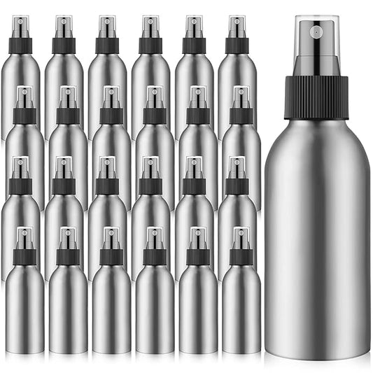 Irenare 24 Pcs Small Spray Bottles Aluminum Fine Mist Spray Bottles Bulk Metal Essential Oil Storage for Perfume Toner Liquid Refillable Pump Vials Atomizer Containers for Room Travel(4 Oz)