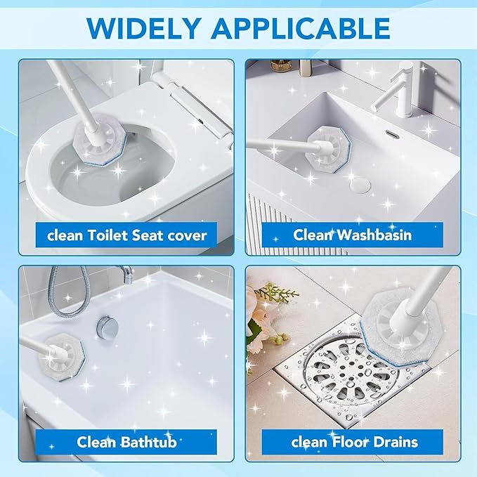 Disposable Toilet Brush Cleaning System with 50pcs Toilet Cleaner Refill Pads for Most Toilet Brush Heads,Wall Mounted Disposable Toilet Bowl Brush and Holder Set for Bathroom Cleaning
