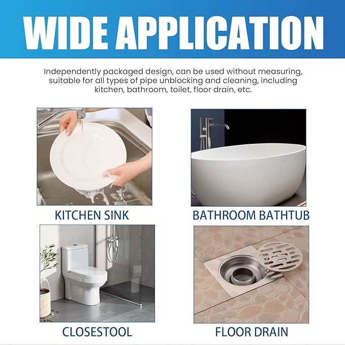 Pipeline Dredging Agent, Drain Clog Remover, Powerful Pipe Dredging Agent Powder, Sink and Drain Pipe Unclogging Agent For Kitchen Toilet (2)