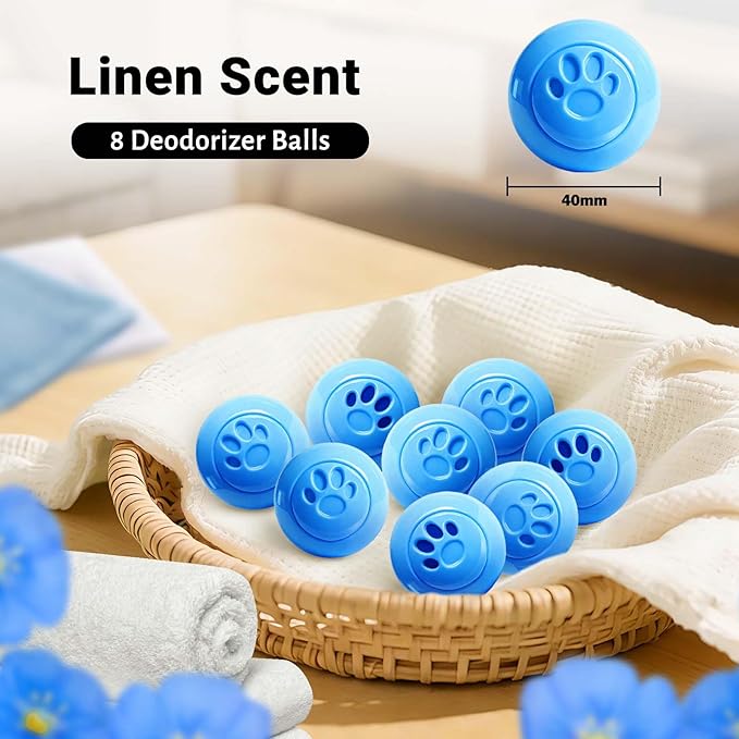 STRN Sneaker Deodorizer Balls 8 Packs Linen Scent Shoe Odor Elimination, Scented Plastic Ball, Long-lasting Freshness Shoe Deodorizer for Sneakers Gym, Bags, Cars and Small Spaces