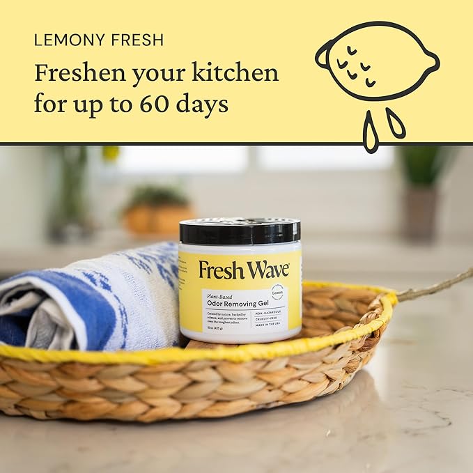 Lemon Odor Eliminator Gel 15oz | Natural Plant-Based Air Freshener | Lasts 30-60 Days