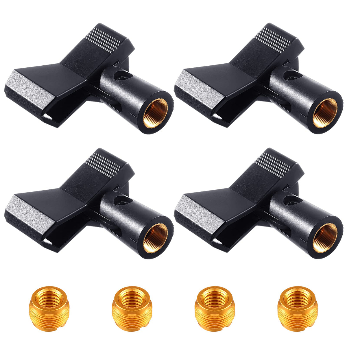 4 Pcs Mic Clips with 4 Adjustable Adapters, Mic Clip 5/8" to 3/8" - Image 1