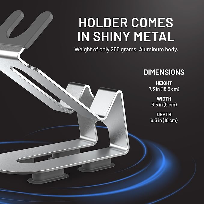 GA.MA iQ Net Hair Dryer Holder, Stainless Steel, Suction Cup Mount, Secure & Durable Salon Organization Accessory, Silver
