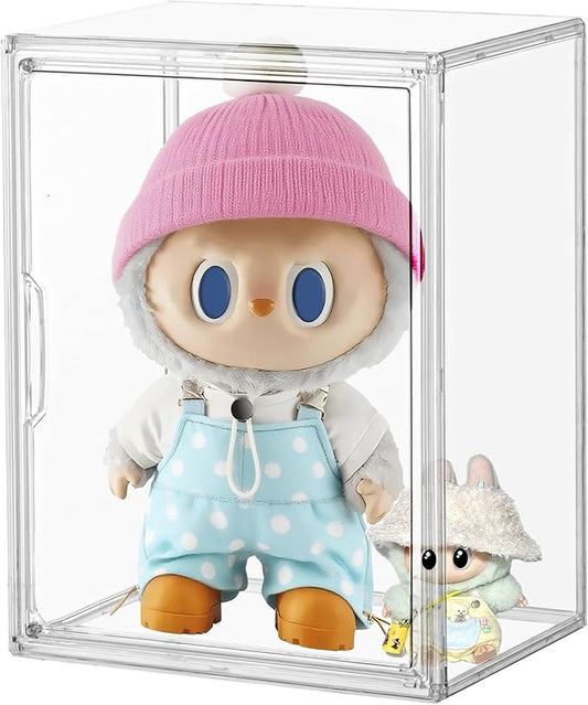 Clear Stackable Plastic Storage Bins with Lid, Dustproof Book Cosmetic Acrylic Display Cases with Magnetic Door, Large Figures Collectibles Showcase