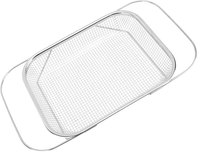 Over the Sink Colander, Expandable Baskets with Fine Mesh Strainer Handle Stainless Steel Rectangle Kitchen Colanders for Strain Drain Rinse Fruits Vegetables Pasta New Home Essentials (Silver)