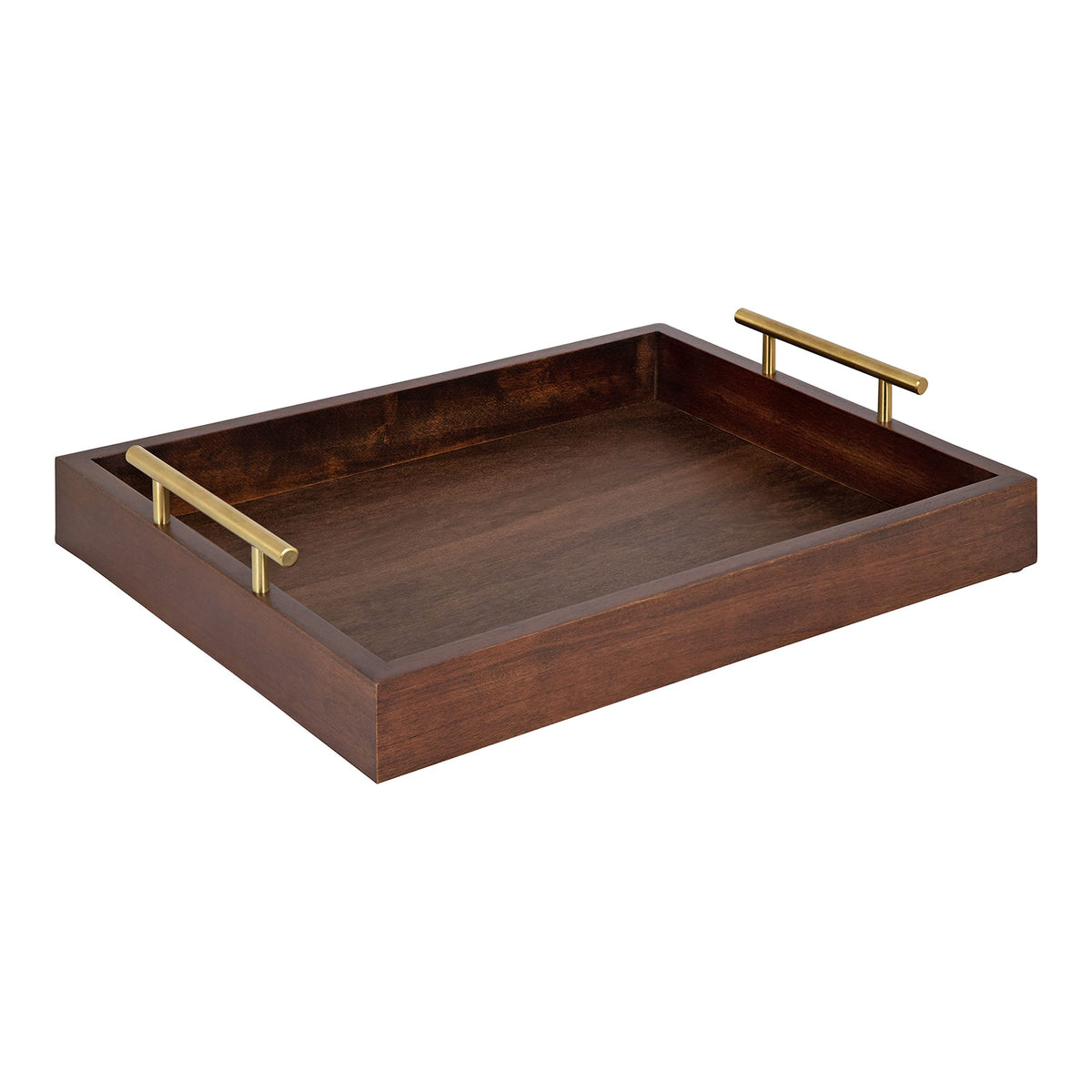 Kate and Laurel Lipton Decorative Wooden Tray with Metal Gold - Image 1