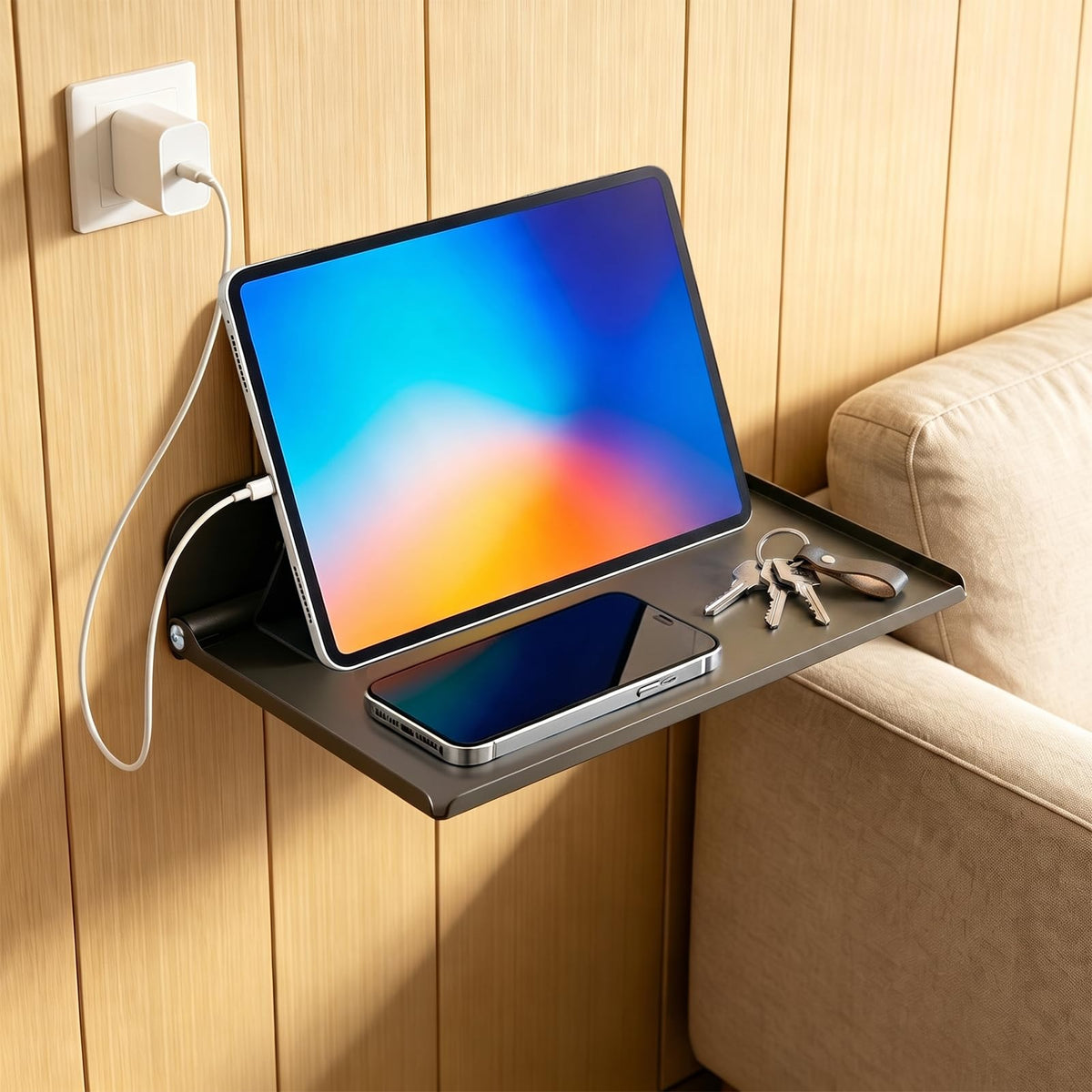 Foldable Wall Shelf, Space Saving Tray for Small Space - Image 1