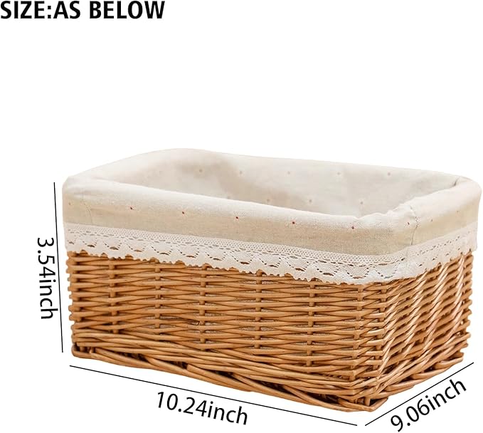 Handmade Storage Baskets Hand Woven Wicker Shelving Baskets Rectangle 1 Pc