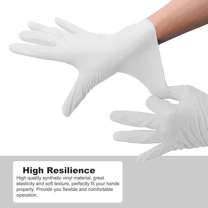 Disposable Gloves Small, Nitrile and Vinyl Blend Material Gloves, Latex Free 4 Mil 200 Pc Food Grade Glove for Cleaning, Food Prep, Hair Dye, Tattoo, White