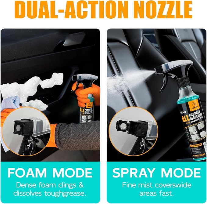 NUAN All Purpose Degreaser for Car and House, Lemon Scent, Heavy-Duty Cleaning Spray, Quick Stain Removal, 10.1 fl oz/300 ml, 2 Pack