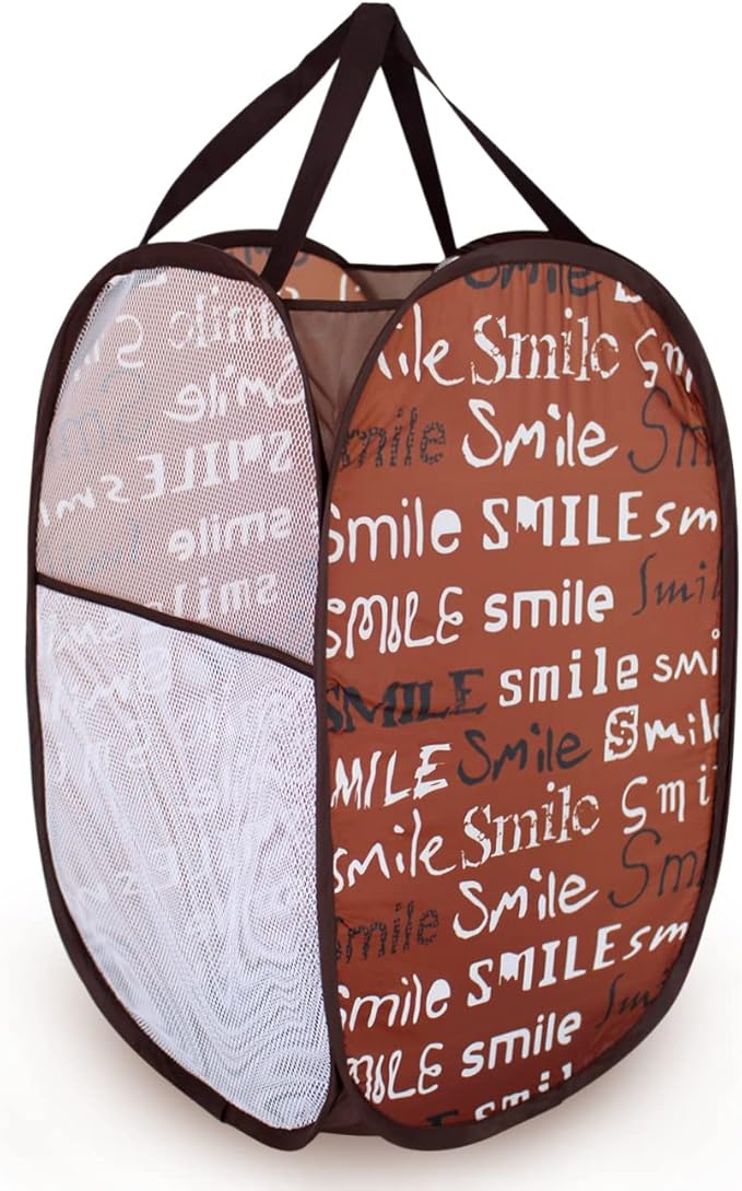 Cute Foldable Laundry Toys Tidy Clothes Socks Basket Storage Bag (Brown English)