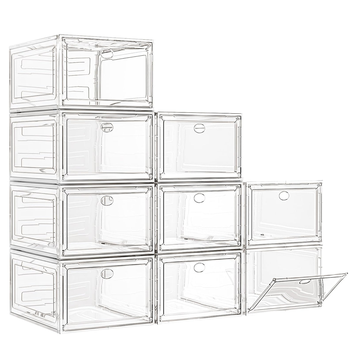 Large Thick Clear Shoe Organizer, Magnetic Door Stackable Shoe - Image 1