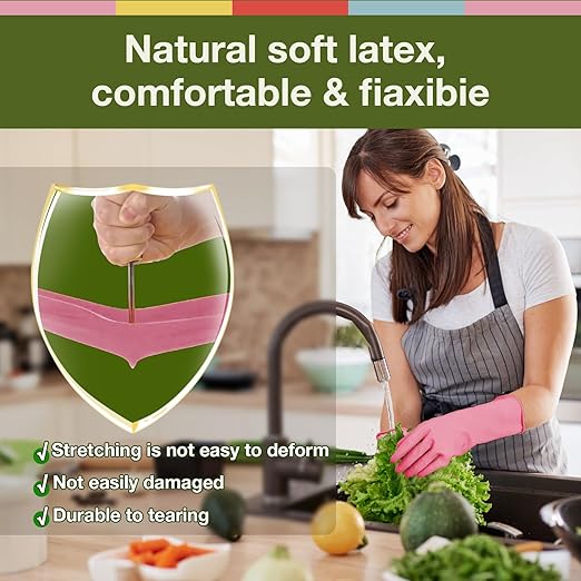 Kitchen Gloves for Washing Dishes - 5 Pairs Rubber Cleaning Gloves for Household Washing Dishes Cleaning Gardening, Non-Slip Dishwashing Gloves Reusable for Women Men Large