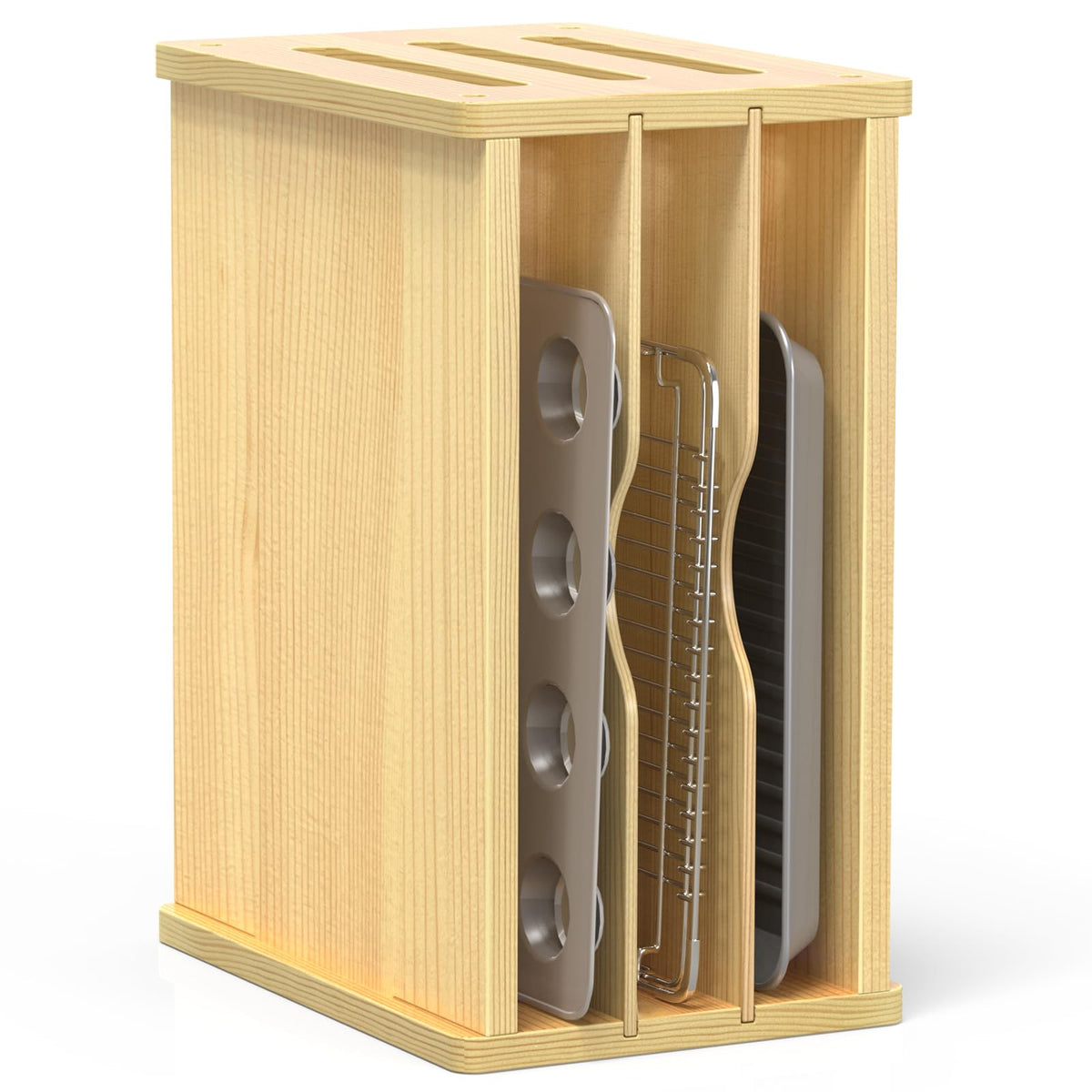 4 Tier Tray Dividers for Cabinets, Kitchen Vertical Baking Sheet - Image 1