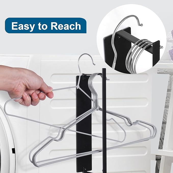 Magnetic Hanger Organizer Stacker,Clothes Hanger Storage Rack for for Adult or Child,Hanger Holder for Closet Laundry Room Washing Machine,Black