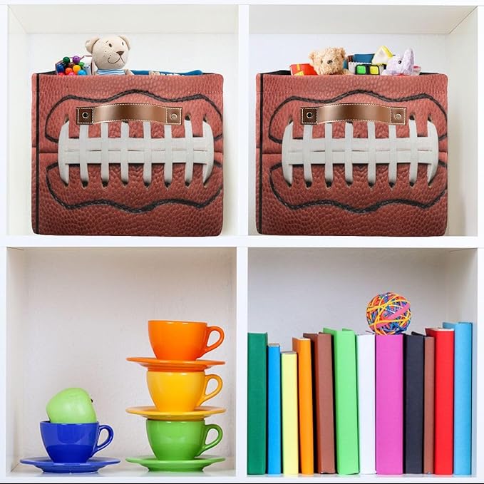 Football Rectangular Storage Basket Organizer Bin Shelf Baskets For Clothes Gifts For Home Office Dorm