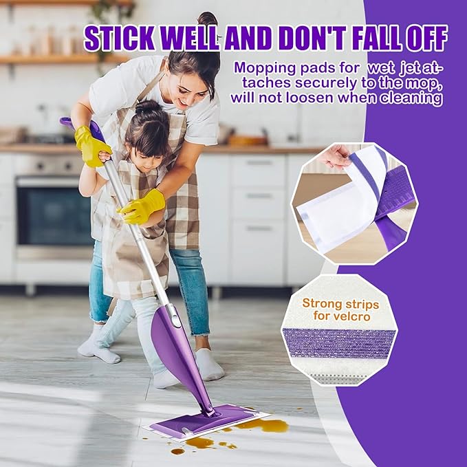 80 Pack Wet Jet Pads for Swiffer Wet Jet Spray Mop - Disposable Wet Jet Refills for All-Purpose Multi-Surface Hardwood Floor Cleaning, 4 Layers Thickened & Durable | Heavy-Duty Absorbent | Sticky