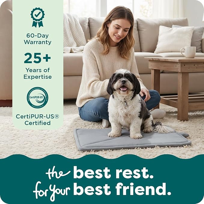 FurHaven ThermaNAP Self Warming Cat Mat/Dog Bed for Crates with Self-Warming Technology for Cozy Rest, Fully Machine Washable, Small, Plush Faux Fur, Espresso