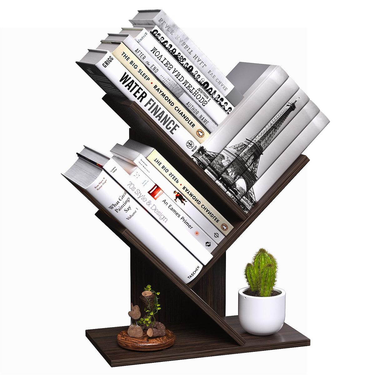 R RUISHENG 3 Tier Small Tree Bookshelf Desk Book Organizer Narrow - Image 1