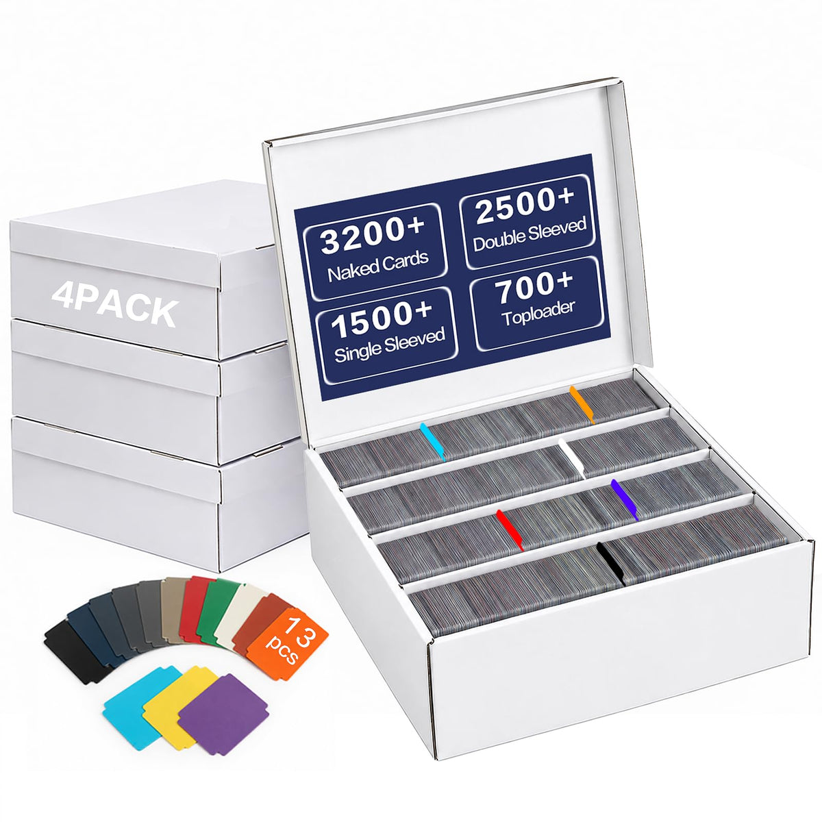 Bulk Card Storage box Flip Lid，4-Row 3200+Card Capacity - Image 1