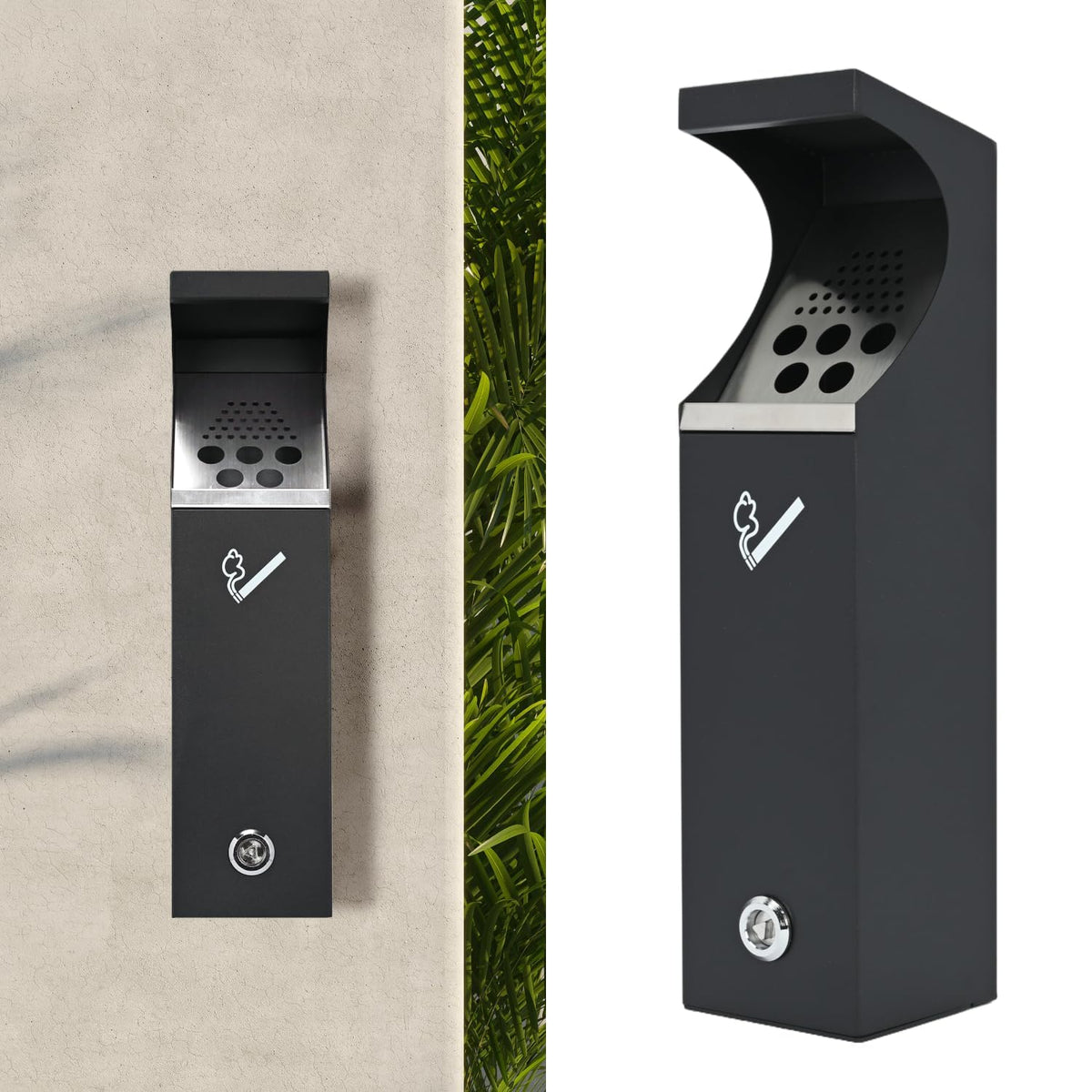 Commercial Outdoor Trash Can, Wall Mounted Receptacle - Image 1