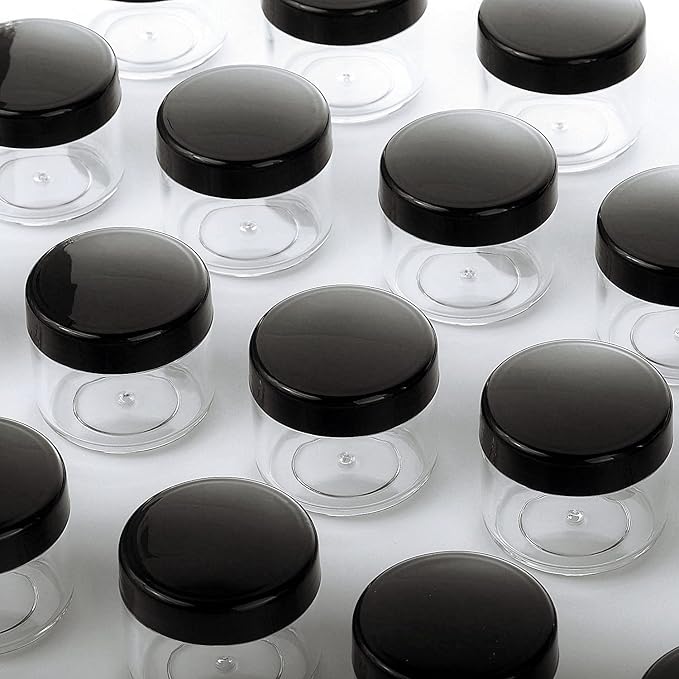 100 Count Refillable Cosmetic Containers with Lids 20 Grams Black Makeup Sample Jars for Beauty Products - Black