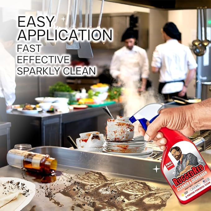 Industrial-Strength Cleaner & Degreaser – Heavy-Duty Kitchen Degreaser Spray for Chefs & Catering, USA-Made, Citrus Scent, 32oz (2 Bottles)