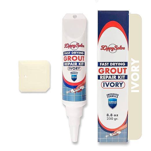 Tile Grout, Repair Kit, Restore & Renew Tile Joints Line, Fast Drying Tile Grout Paint Squeeze Tube for Bathroom Shower Kitchen Floor, Waterproof (8.8 oz, Ivory)