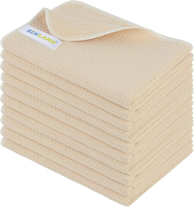 SINLAND Microfiber Dish Towels for Drying Dishes Premium Sublimation Blank Towels Fast Drying Tea Towel Polyester Kitchen Towel 16 Inch X 24 Inch 10 Pack Cream