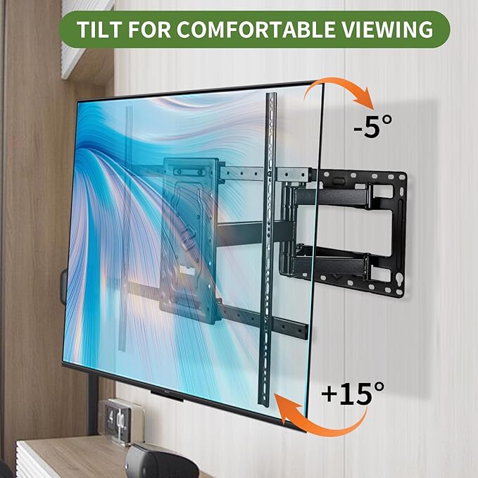 Full Motion TV Wall Mount for 32-75 Inch TVs, VESA Compatible, 150 lbs Weight Capacity, Adjustable Tilt & Swivel, Easy Centering & Quick Installation
