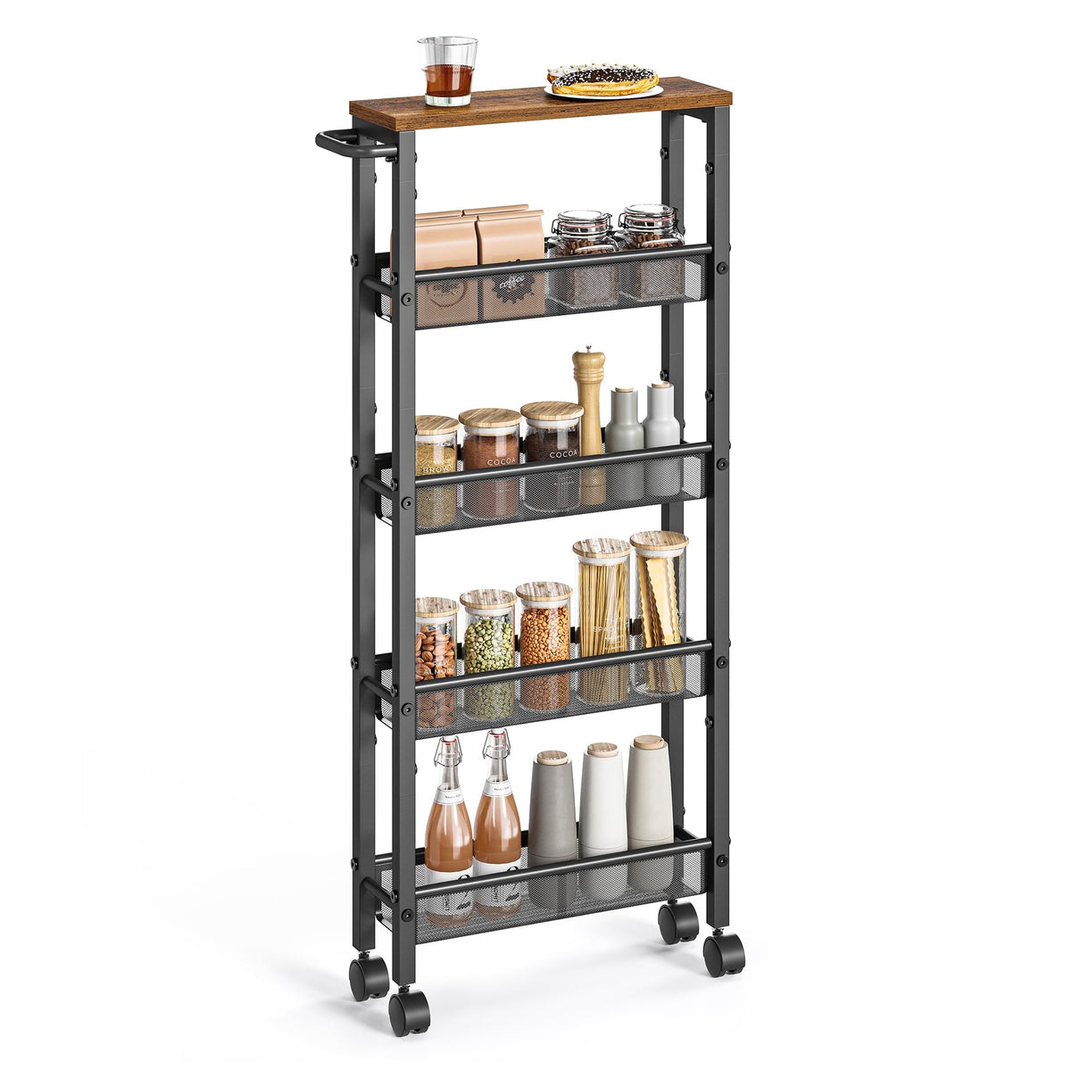 VASAGLE 5-Tier Slim Rolling Storage cart with Wheels, 5.1 Inches - Image 1