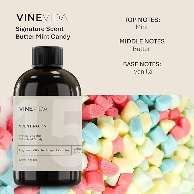 VINEVIDA [4oz] Butter Mint Candy Fragrance Oil - USA Made Candle & Soap Scents