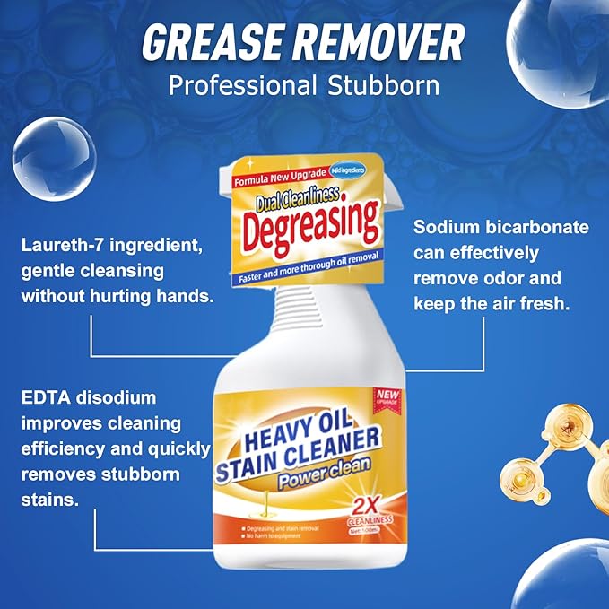 Kitchen Heavy Oil Cleaner, 2025 New All Purpose Kitchen Heavy Oil Cleaning Agent, Powerful Clean Kitchens Oils Stains Spray, Multipurpose Cleaner for Countertops, Ovens (2)